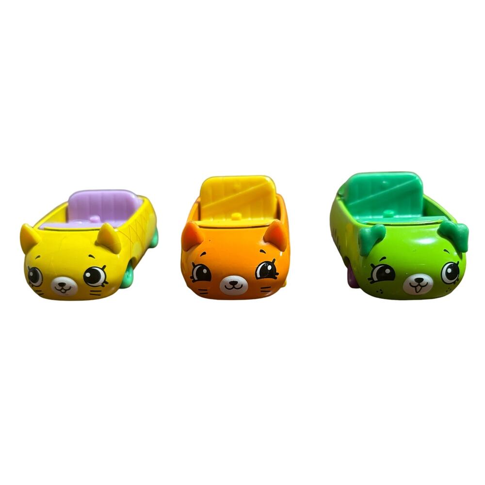 Lot of 3 Shopkins Cutie Cars Die Cast Metal